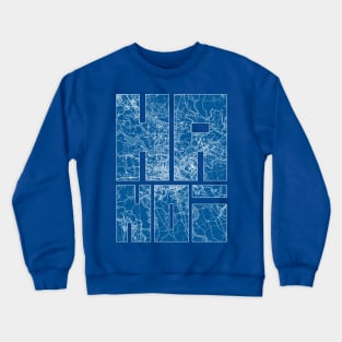 Hanoi, Vietnam City Map Typography - Blueprint Crewneck Sweatshirt